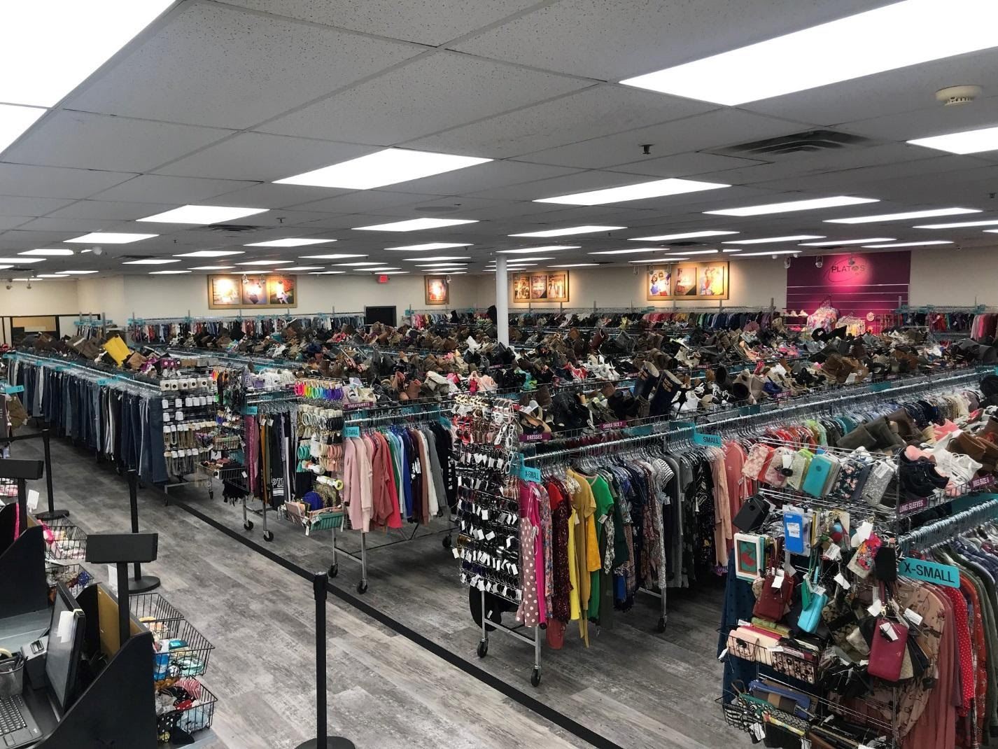 clothing racks in a store