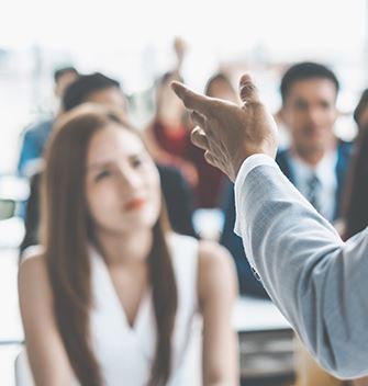 Business owners hearing speaker talk